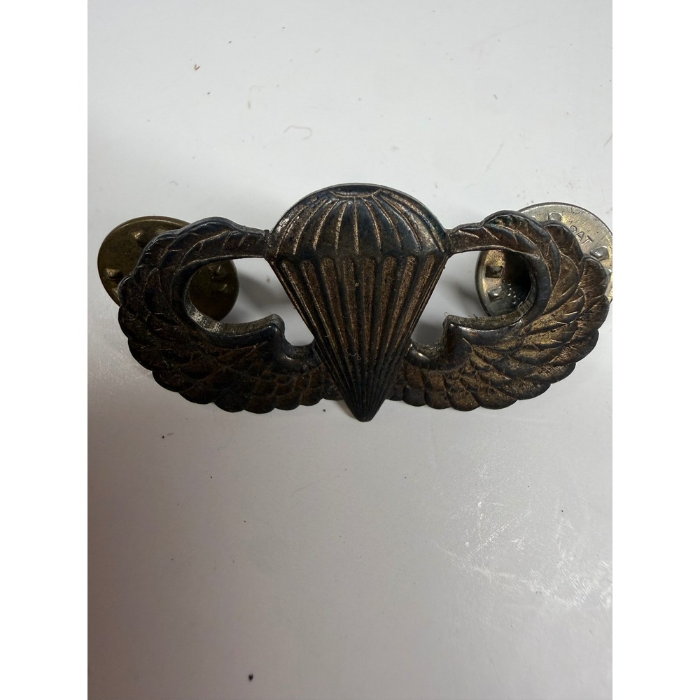 Vintage US Army Sterling Silver Parachutist Badge Jump Wings Military Insignia